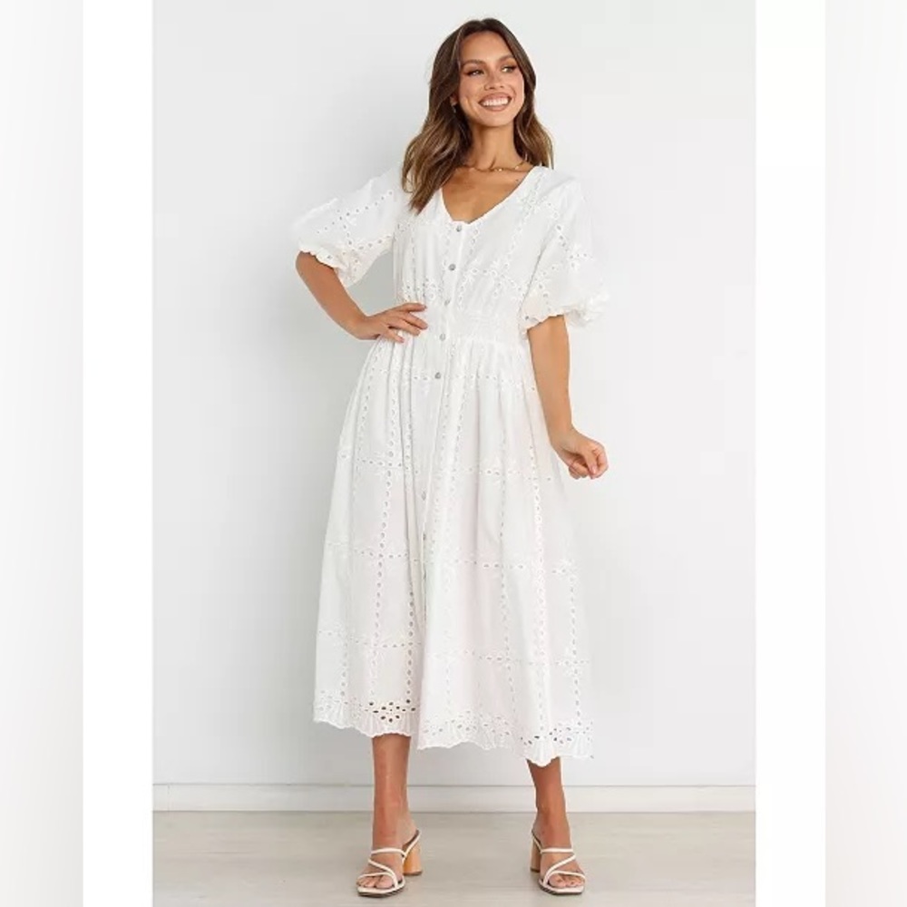 Petal & Pup NWT White Eyelet Midi Dress